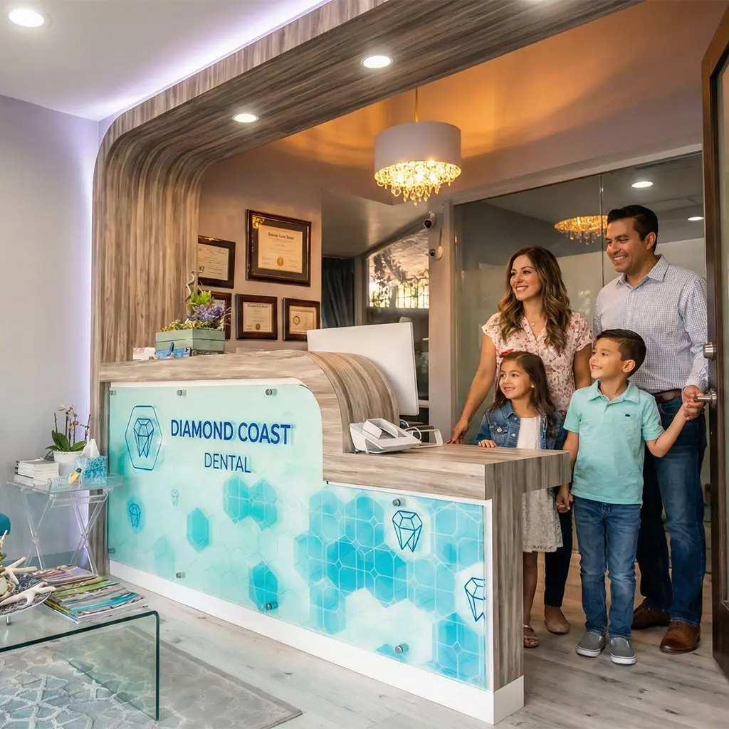A happy family visiting Diamond Coast Dental