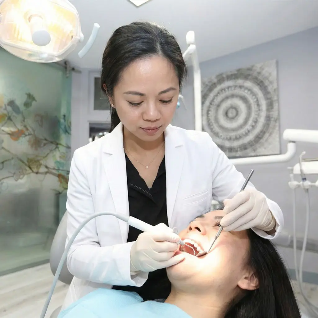 Dental hygienist performing deep cleaning