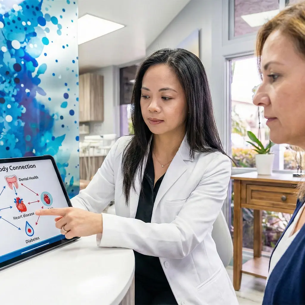 Doctor explaining the mouth-body connection