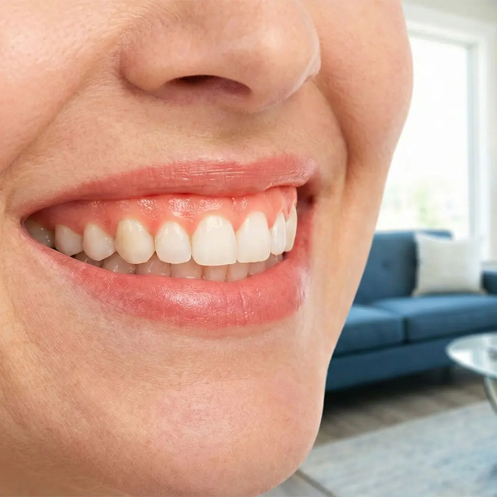 Close up of a healthy smile with pink gums